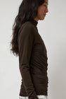 Anggae Light Jersey Slim Shirring Top in Brown