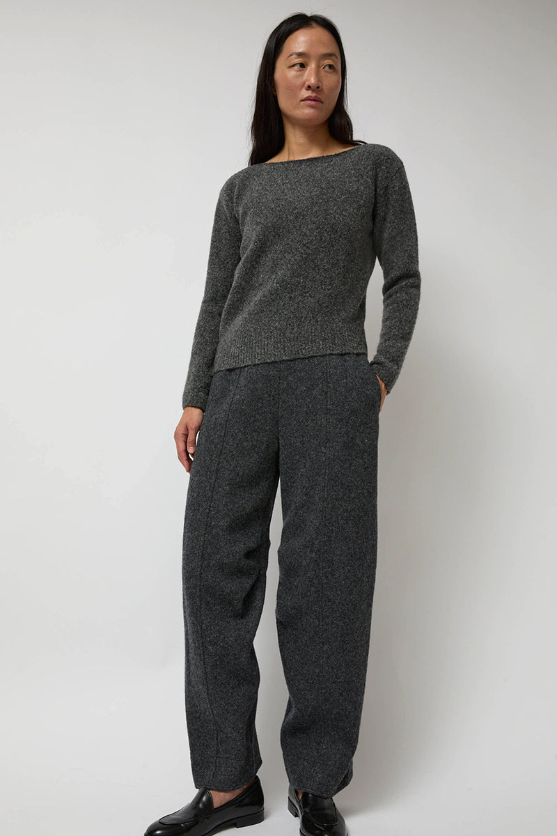 Anggae Melange Wool Blend Curve Pants in Grey