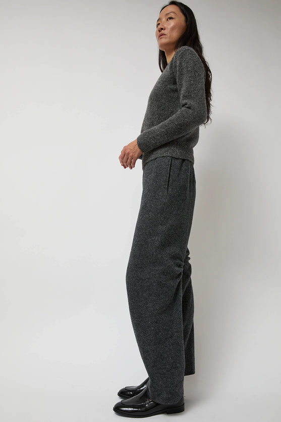 Anggae Melange Wool Blend Curve Pants in Grey