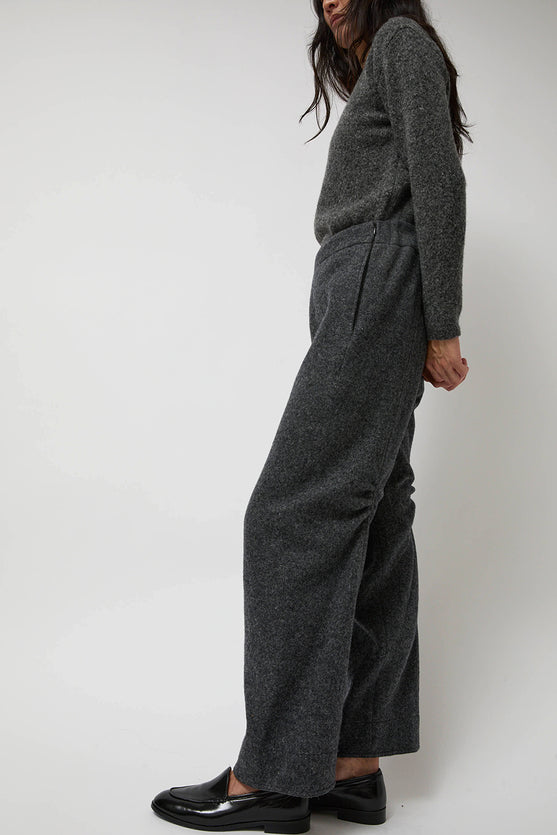 Anggae Melange Wool Blend Curve Pants in Grey