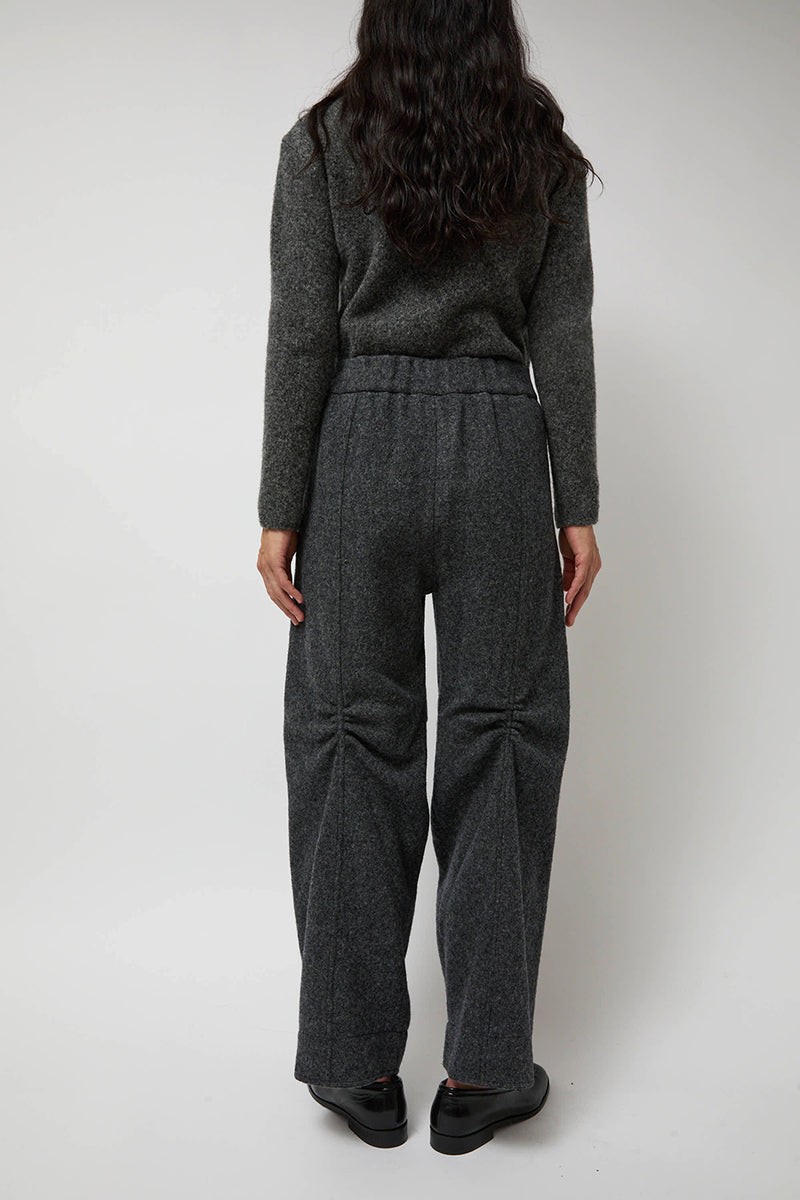 Anggae Melange Wool Blend Curve Pants in Grey