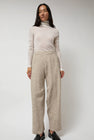 Anggae Melange Wool Blend Curve Pants in Ivory