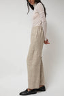 Anggae Melange Wool Blend Curve Pants in Ivory