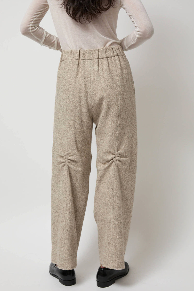 Anggae Melange Wool Blend Curve Pants in Ivory