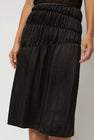 Anggae Satin Gather Long Skirt in Black