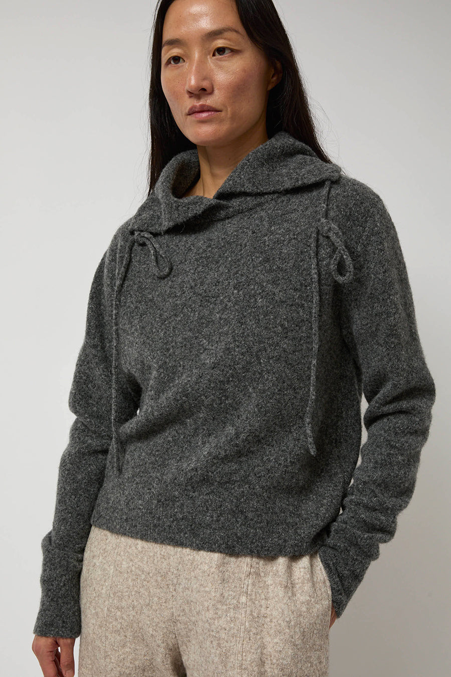 Anggae Two Way String Neck Pullover in Grey