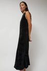 Anggae Washed Velvet Long Dress in Black