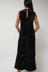 Anggae Washed Velvet Long Dress in Black