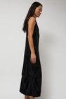 Anggae Washed Velvet Long Dress in Black