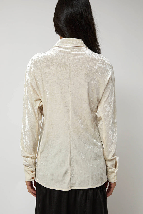 Anggae Washed Velvet Long Shirt in Ivory