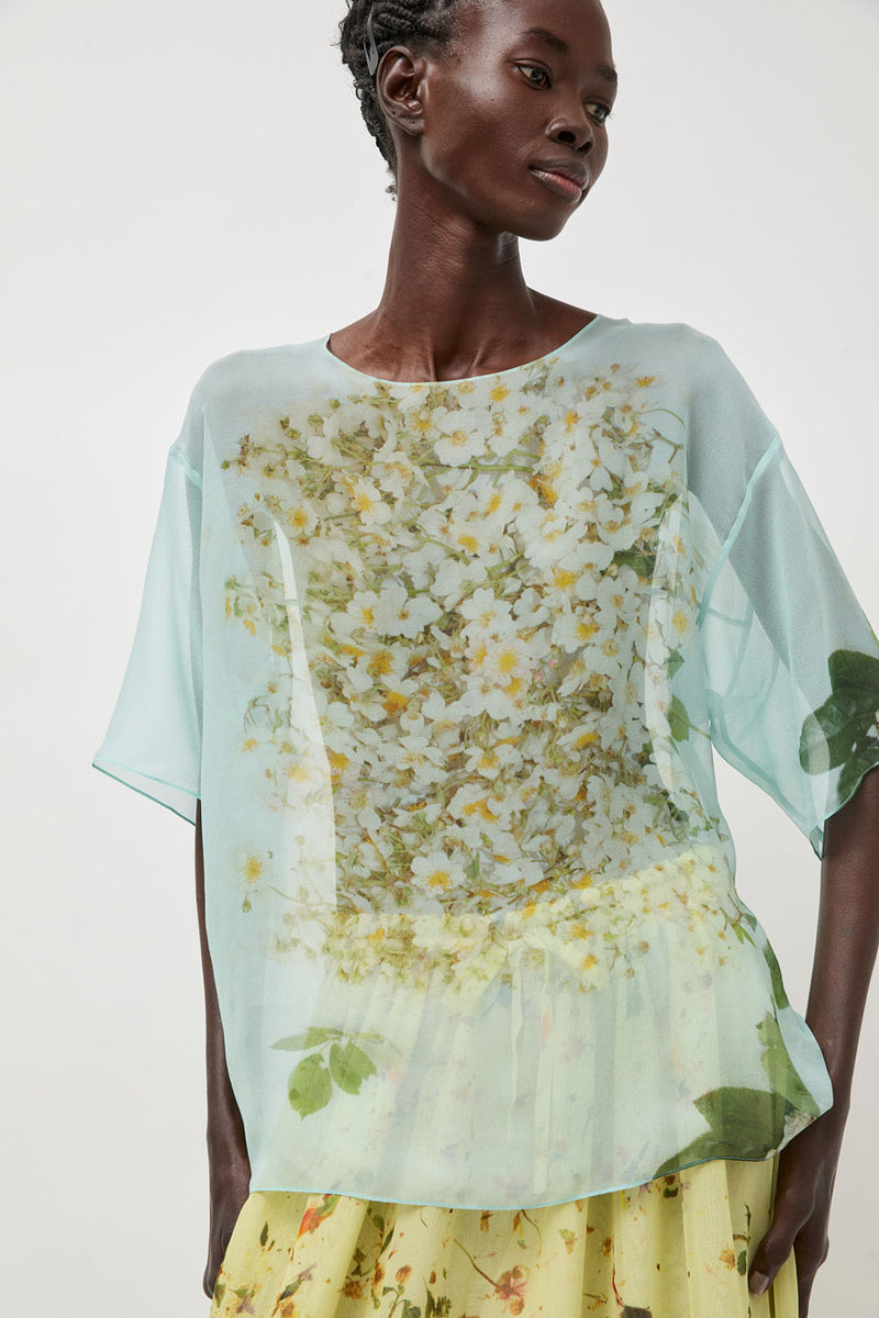 Anntian Chiffon T-Shirt in Print S Wild Roses