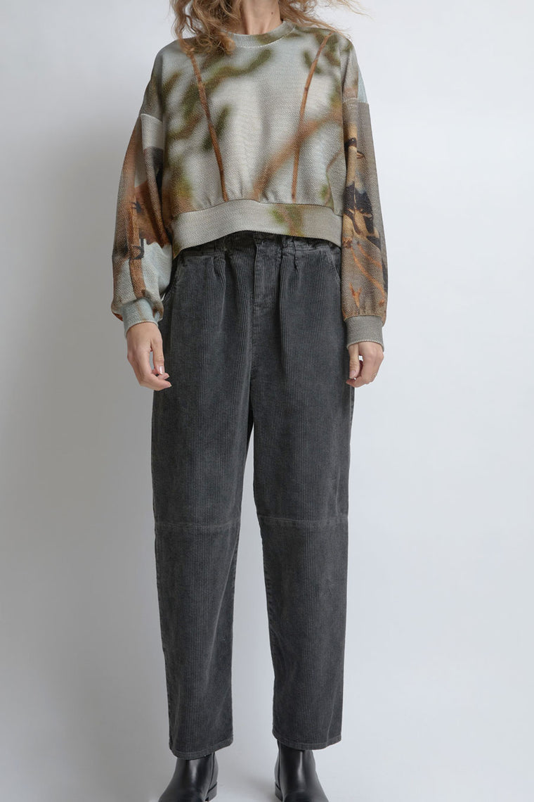 Anntian Comfy Corduroy Pants in Dyed Dark Grey