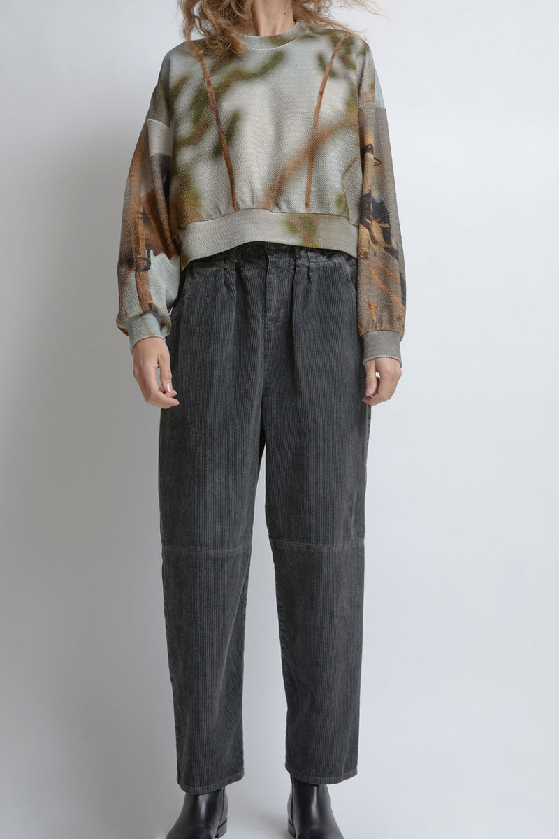 Anntian Comfy Corduroy Pants in Dyed Dark Grey