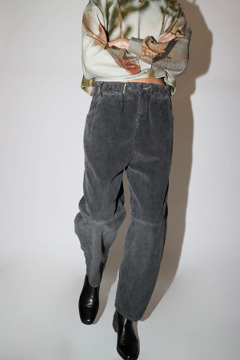 Anntian Comfy Corduroy Pants in Dyed Dark Grey