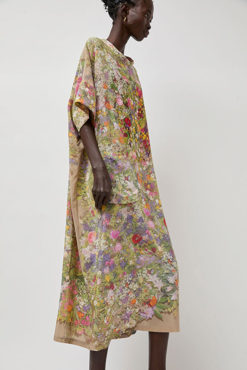 Anntian Silk Dress in Print D Bouquet