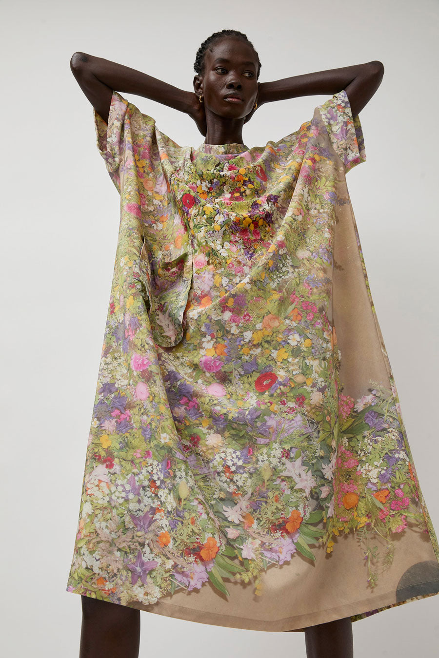 Anntian Silk Dress in Print D Bouquet