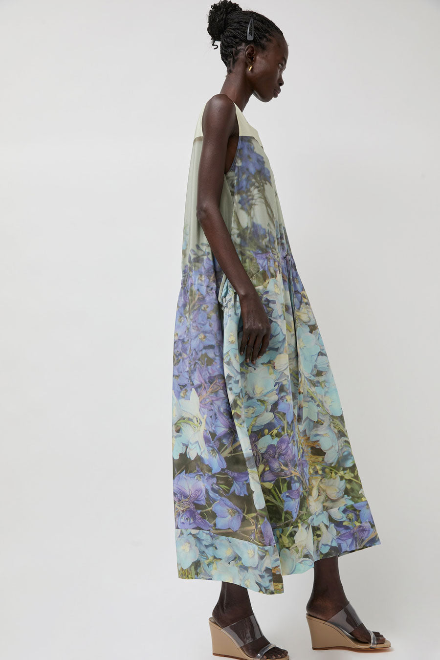 Anntian Silk Dress in Print Q Delphinium