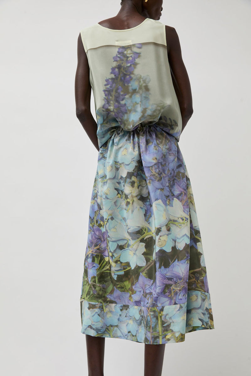 Anntian Silk Dress in Print Q Delphinium