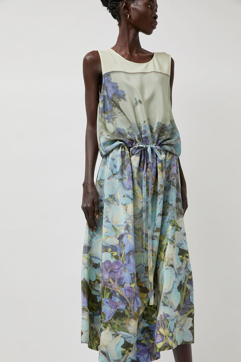 Anntian Silk Dress in Print Q Delphinium