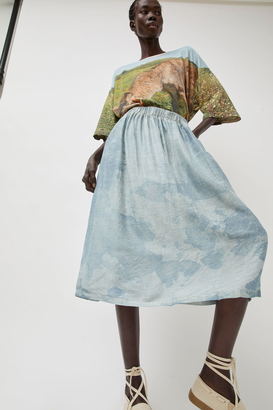 Anntian Silk Skirt in Isatis Mineral Dye