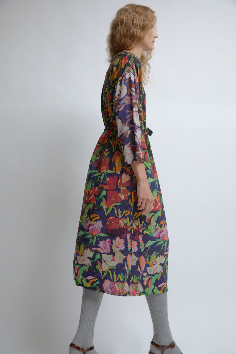 Anntian Simple Dress in Print Painted Flowers