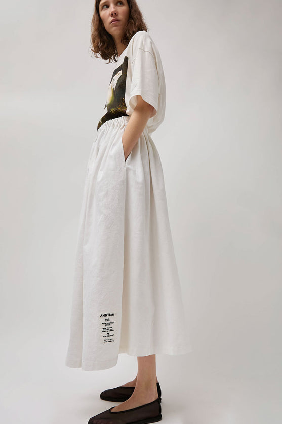 Anntian Upcycling Wide Skirt in White