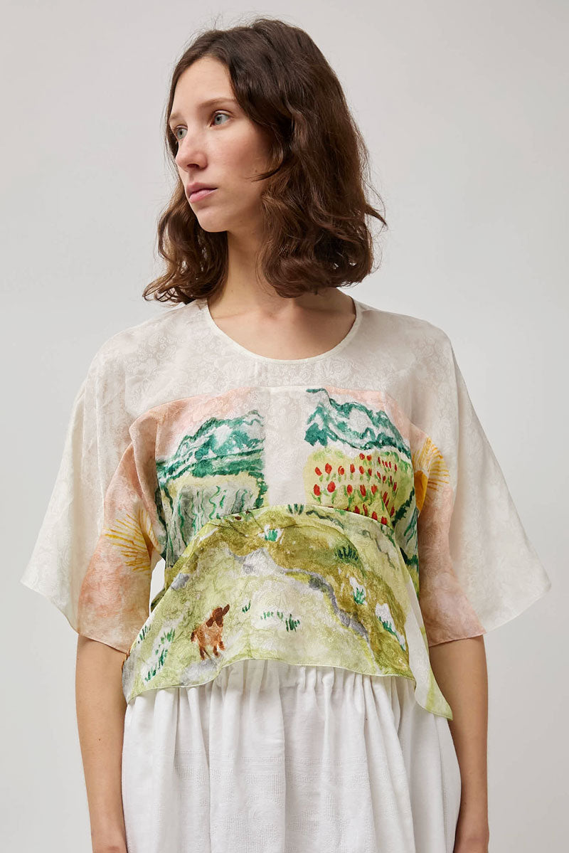 Anntian Wave Top in Digital Printed Gots M