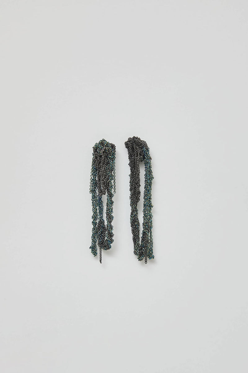 Arielle de Pinto 2-Tone Drip Earrings in Charcoal and Freedom Blue