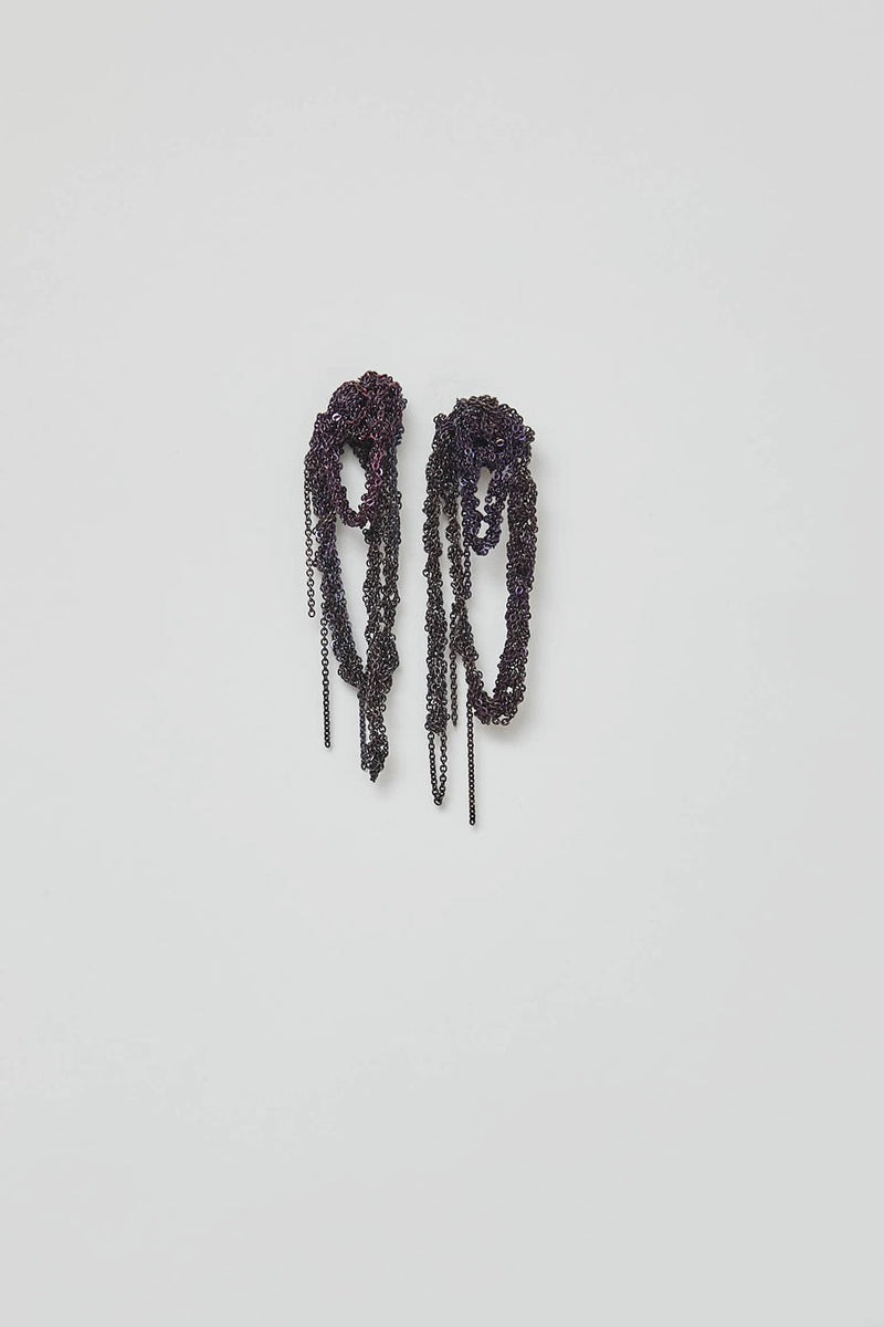 Arielle De Pinto 2-Tone Drip Earrings in Chocolate and Iris