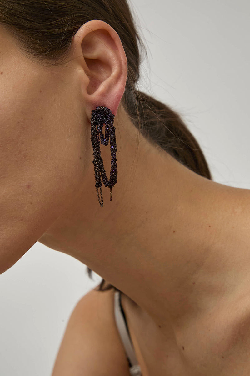 Arielle de Pinto 2-Tone Drip Earrings in Chocolate and Iris