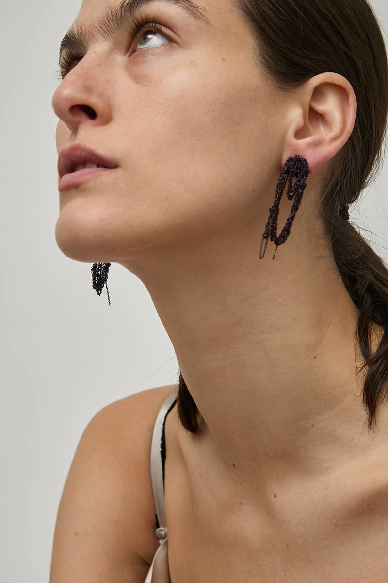 Arielle de Pinto 2-Tone Drip Earrings in Chocolate and Iris