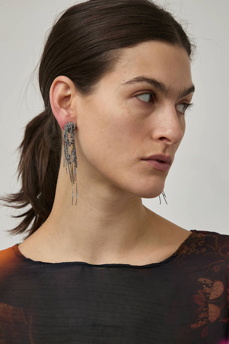 Arielle de Pinto 2-Tone Drip Earrings in Silver and Spectrum