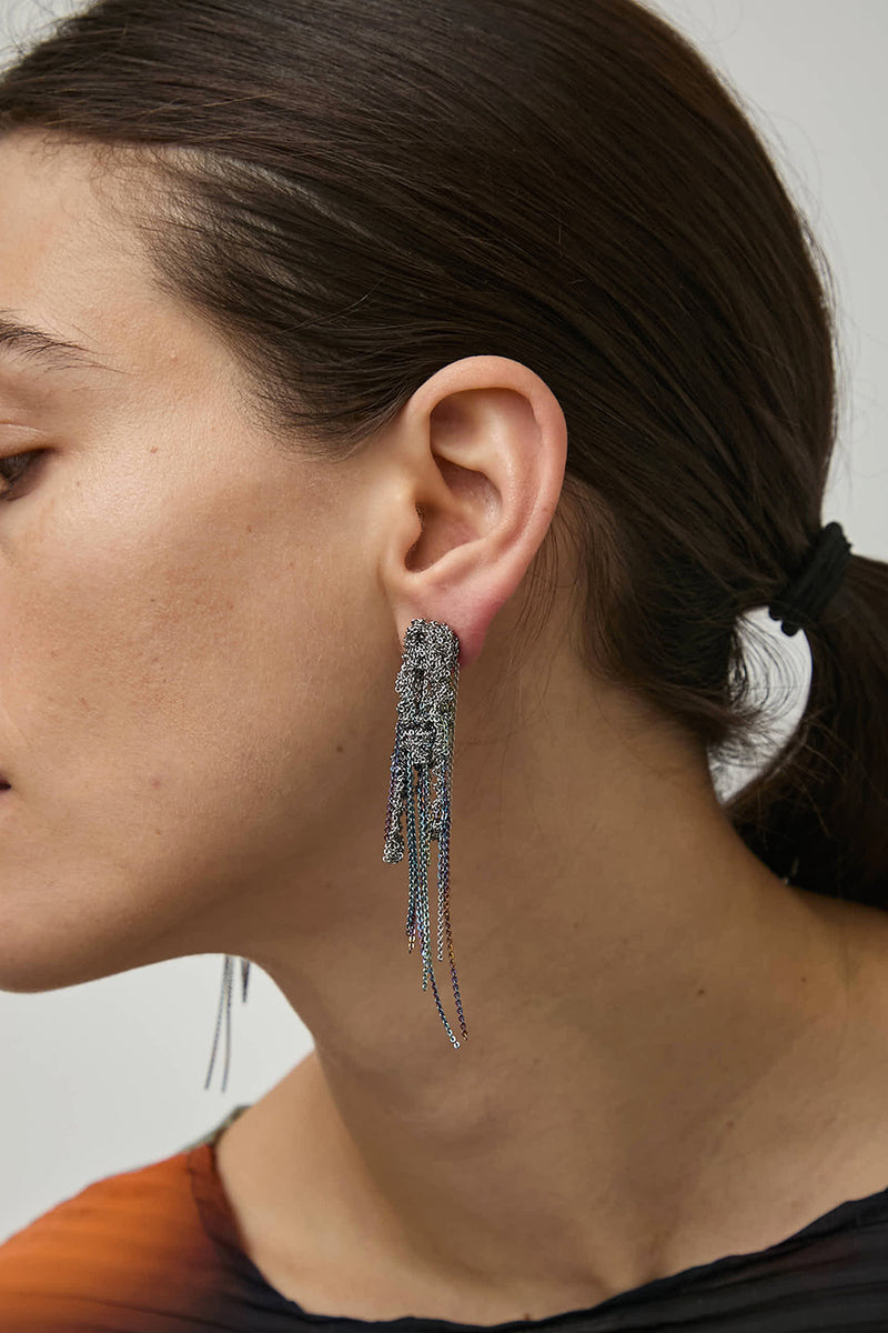 Arielle de Pinto 2-Tone Drip Earrings in Silver and Spectrum