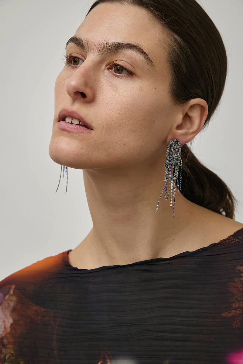 Arielle de Pinto 2-Tone Drip Earrings in Silver and Spectrum