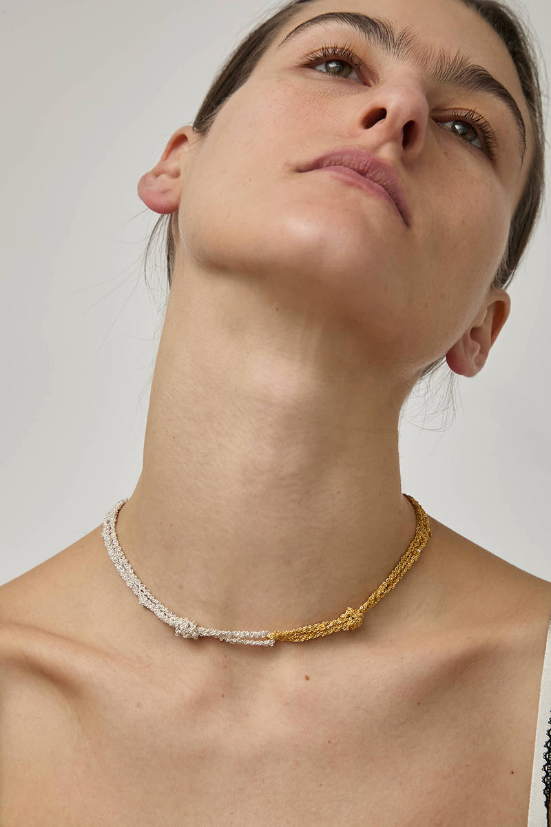Arielle de Pinto Siamese Choker in Silver and Gold