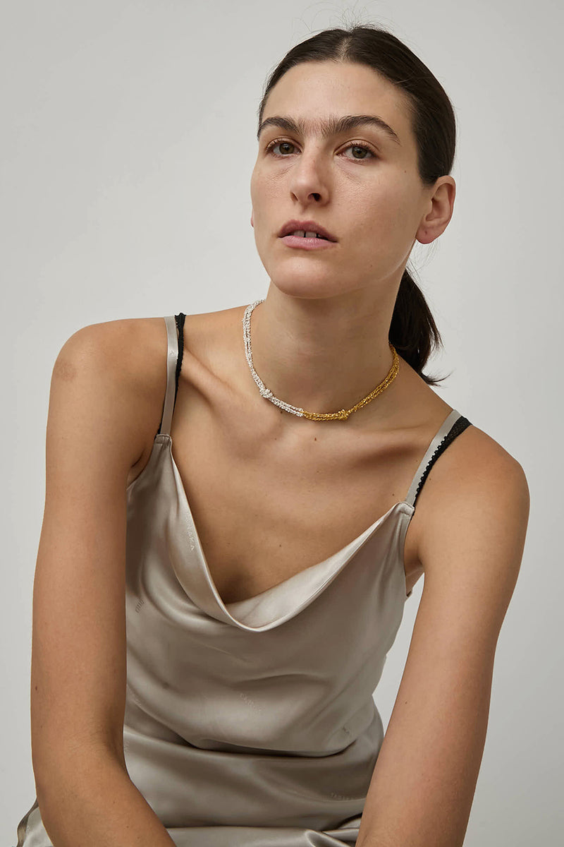 Arielle de Pinto Siamese Choker in Silver and Gold