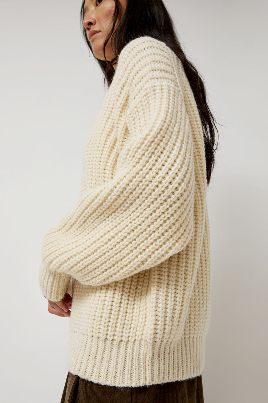 Atelier Delphine Alpaca Rib Sweater in Cream