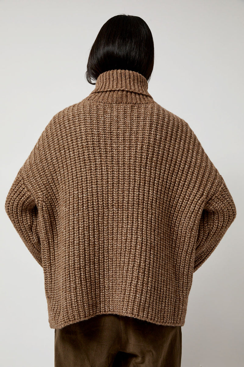 Atelier Delphine Alpaca Rib Turtleneck in Brown