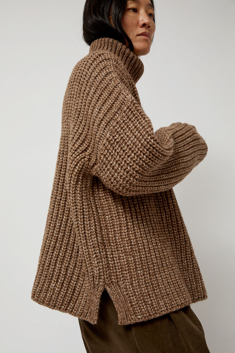 Atelier Delphine Alpaca Rib Turtleneck in Brown