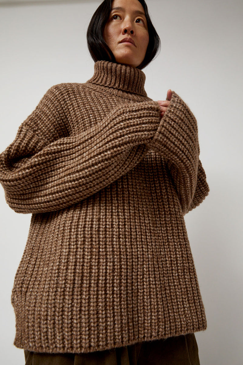 Atelier Delphine Alpaca Rib Turtleneck in Brown