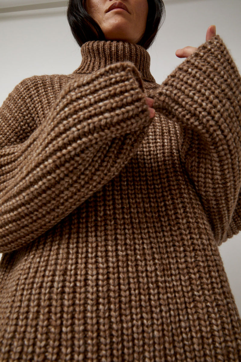 Atelier Delphine Alpaca Rib Turtleneck in Brown