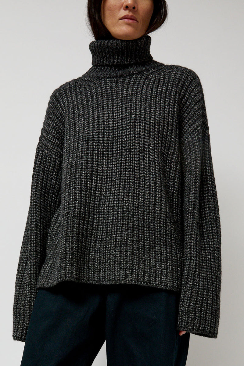 Atelier Delphine Alpaca Rib Turtleneck in Charcoal