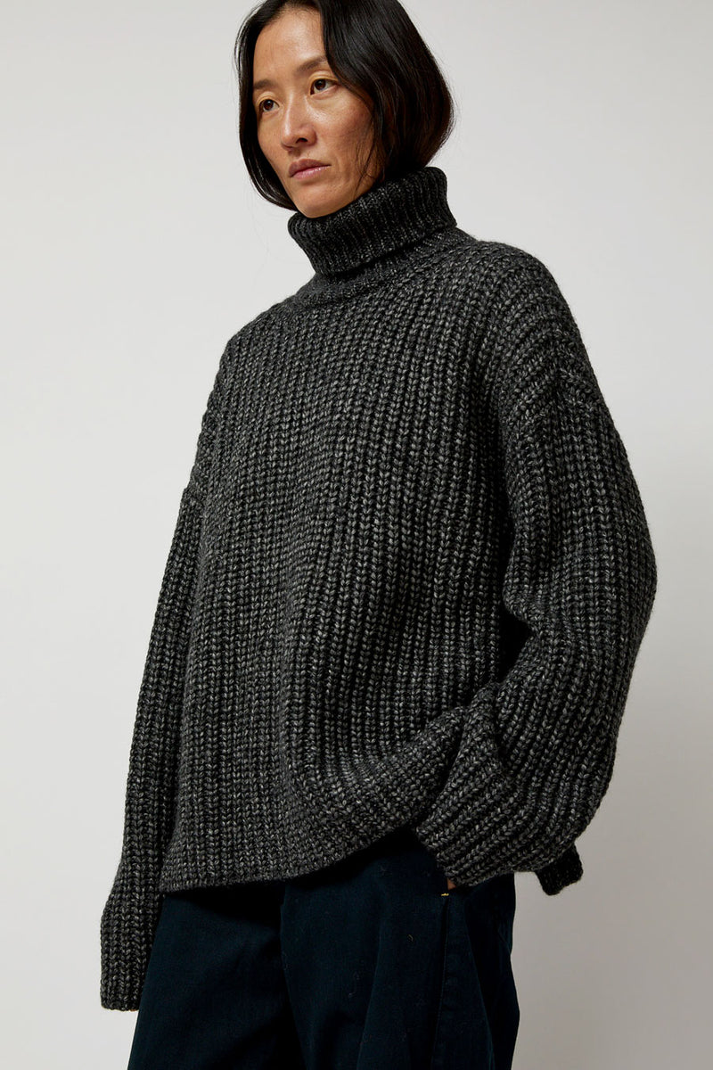 Atelier Delphine Alpaca Rib Turtleneck in Charcoal