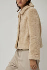 Atelier Delphine Faux Fur Cropped Jacket in Light Beige