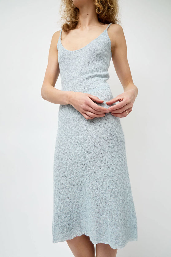 blue cami dress Atelier Delphine Jacquard in Light Light Blue / M Color:Mint_Green Promgirl Blue Floral Homecoming DROP_MAR26-RESTOCK delicately framing its V