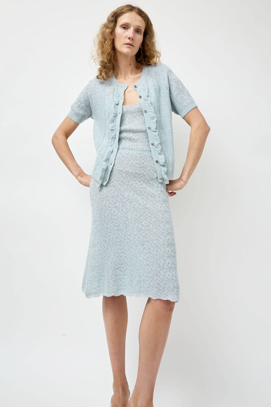 Atelier Delphine Jacquard Cami Dress in Light Blue