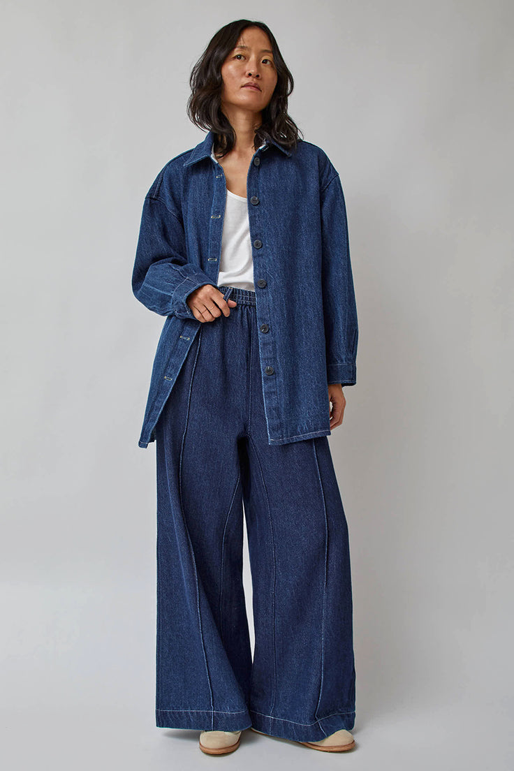 Atelier Delphine Wide Pants in Enzyme Wash Denim