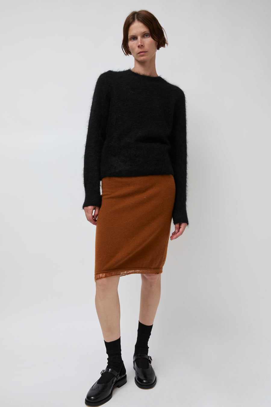 Atelier Edition Cashmere Frill Skirt in Brown