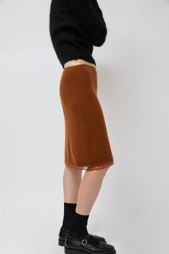 Atelier Edition Cashmere Frill Skirt in Brown