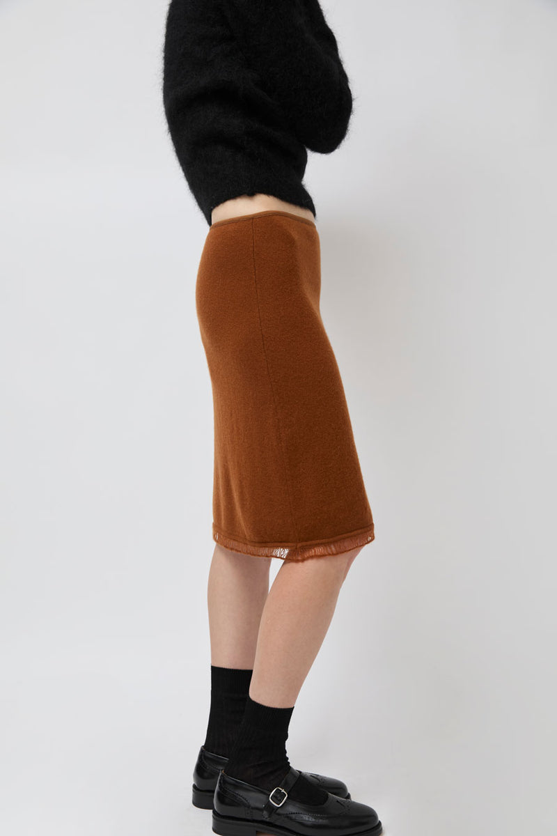 Atelier Edition Cashmere Frill Skirt in Brown